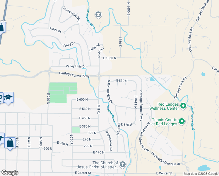 map of restaurants, bars, coffee shops, grocery stores, and more near 738 North Rolling HIlls Drive in Heber City