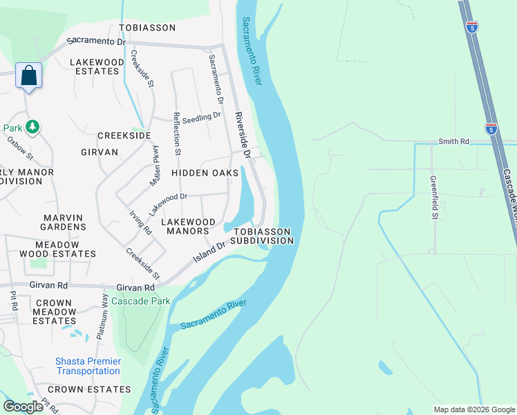map of restaurants, bars, coffee shops, grocery stores, and more near in Redding