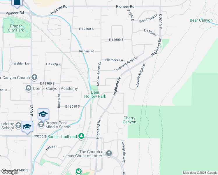 map of restaurants, bars, coffee shops, grocery stores, and more near 1738 Kudu Court in Draper