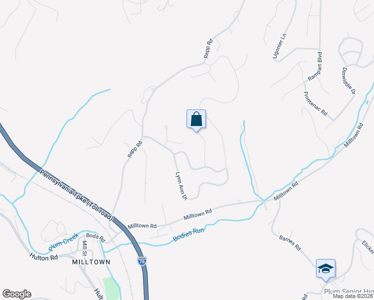 map of restaurants, bars, coffee shops, grocery stores, and more near 100 Kelly Ridge Road in New Kensington