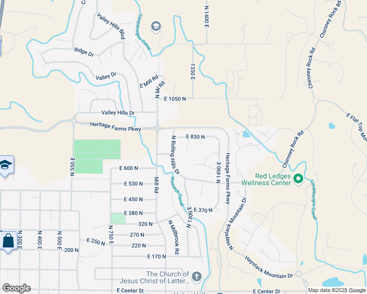 map of restaurants, bars, coffee shops, grocery stores, and more near 708 East Rolling Hills Drive in Heber City