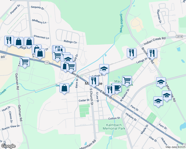 map of restaurants, bars, coffee shops, grocery stores, and more near in Macungie