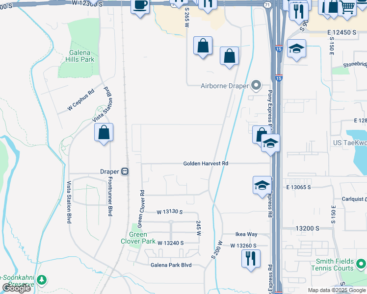 map of restaurants, bars, coffee shops, grocery stores, and more near 246 Golden Harvest Road in Draper