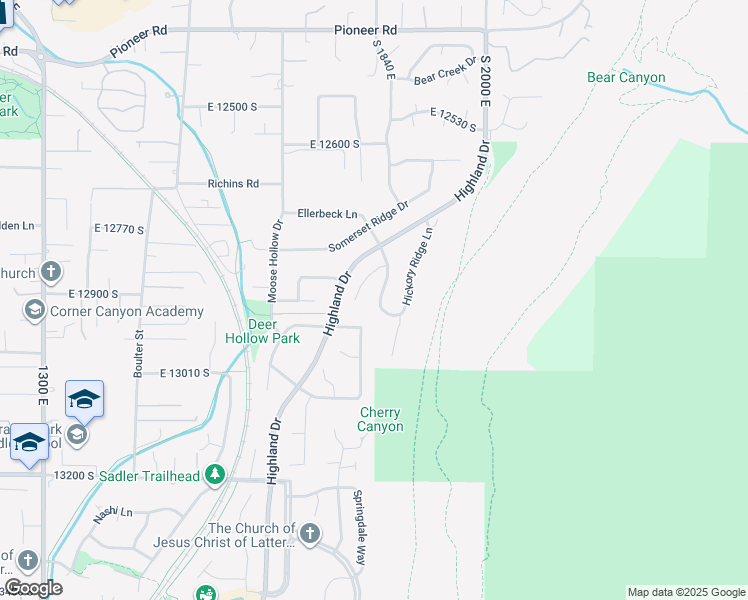 map of restaurants, bars, coffee shops, grocery stores, and more near 12882 South Ellerbeck Lane in Draper