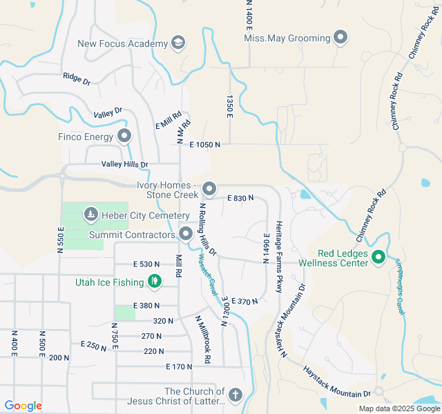 map of restaurants, bars, coffee shops, grocery stores, and more near 815 North 1310 East in Heber City