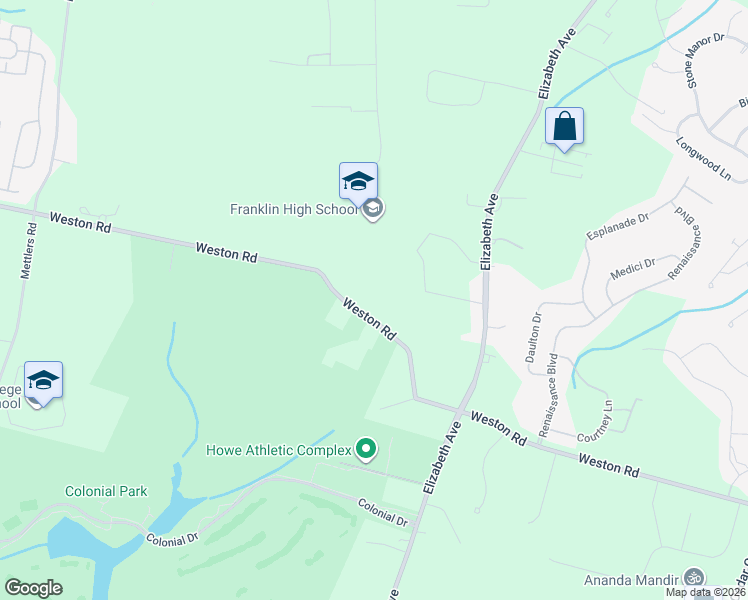 map of restaurants, bars, coffee shops, grocery stores, and more near 109 Weston Road in Franklin Township