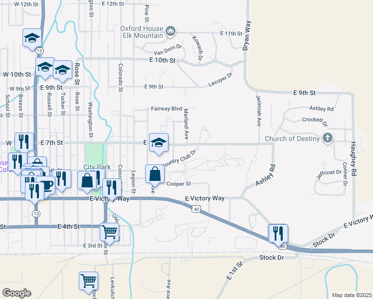 map of restaurants, bars, coffee shops, grocery stores, and more near 733 Prairie Avenue in Craig
