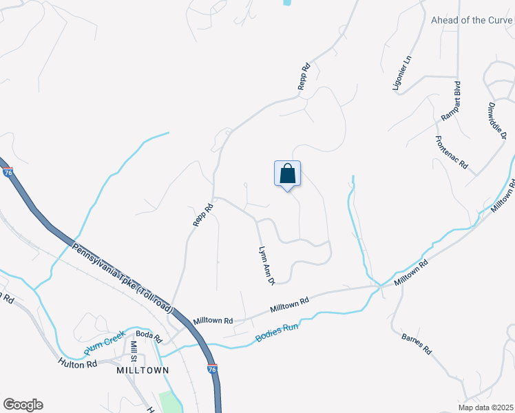 map of restaurants, bars, coffee shops, grocery stores, and more near 7 Ridgewood Court in New Kensington