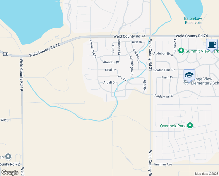 map of restaurants, bars, coffee shops, grocery stores, and more near 1123 Javelina Street in Severance