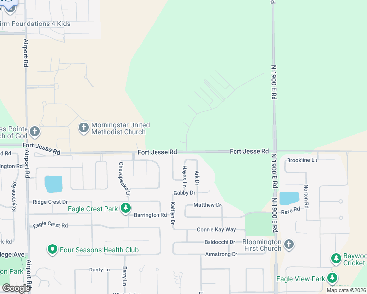 map of restaurants, bars, coffee shops, grocery stores, and more near 454 Fort Kendall Road in Normal