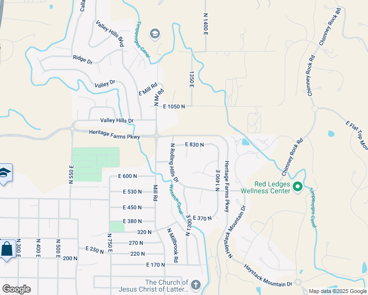 map of restaurants, bars, coffee shops, grocery stores, and more near 815 North 1310 East in Heber City
