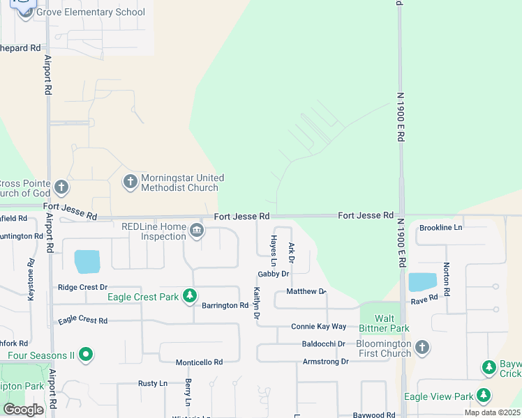 map of restaurants, bars, coffee shops, grocery stores, and more near 454 Fort Kendall Road in Normal