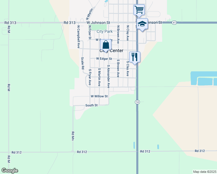 map of restaurants, bars, coffee shops, grocery stores, and more near 498 South Alexander Avenue in Clay Center