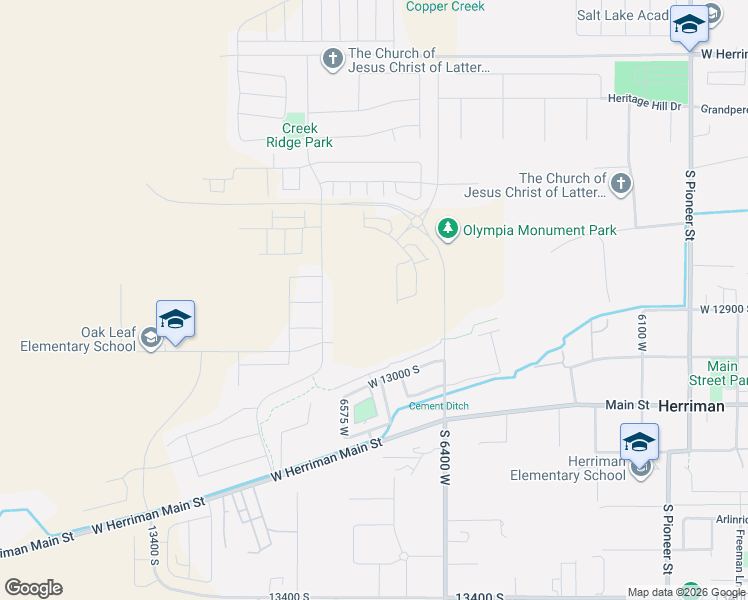 map of restaurants, bars, coffee shops, grocery stores, and more near 6460 Muzzle Loader Drive in Herriman
