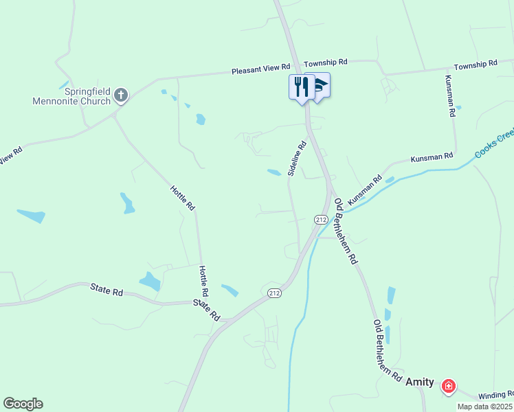 map of restaurants, bars, coffee shops, grocery stores, and more near 1768 Sideline Road in Quakertown