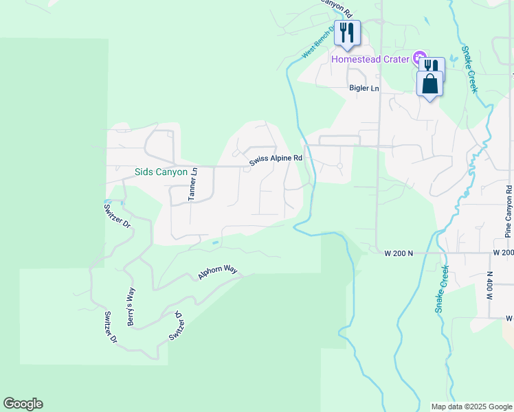 map of restaurants, bars, coffee shops, grocery stores, and more near 265 North Alpenhof Court in Midway