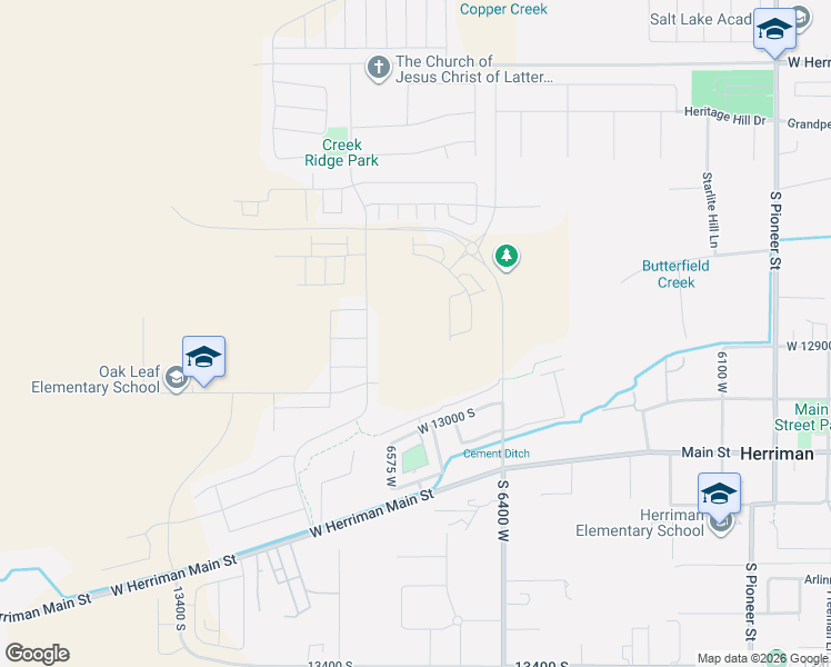 map of restaurants, bars, coffee shops, grocery stores, and more near 6460 Muzzle Loader Drive in Herriman