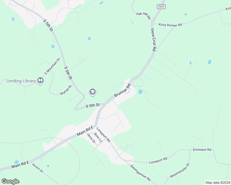 map of restaurants, bars, coffee shops, grocery stores, and more near 2571 Brunner Road in Emmaus