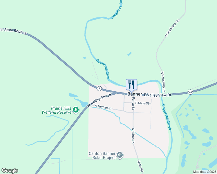 map of restaurants, bars, coffee shops, grocery stores, and more near 22500-22532 North Creek Road in Banner