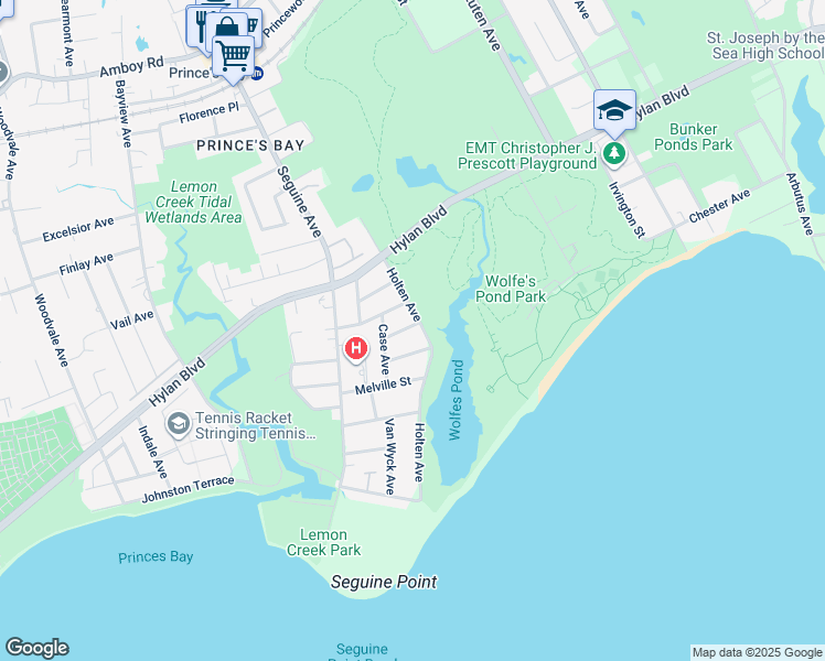 map of restaurants, bars, coffee shops, grocery stores, and more near 21 Cooper Place in Staten Island