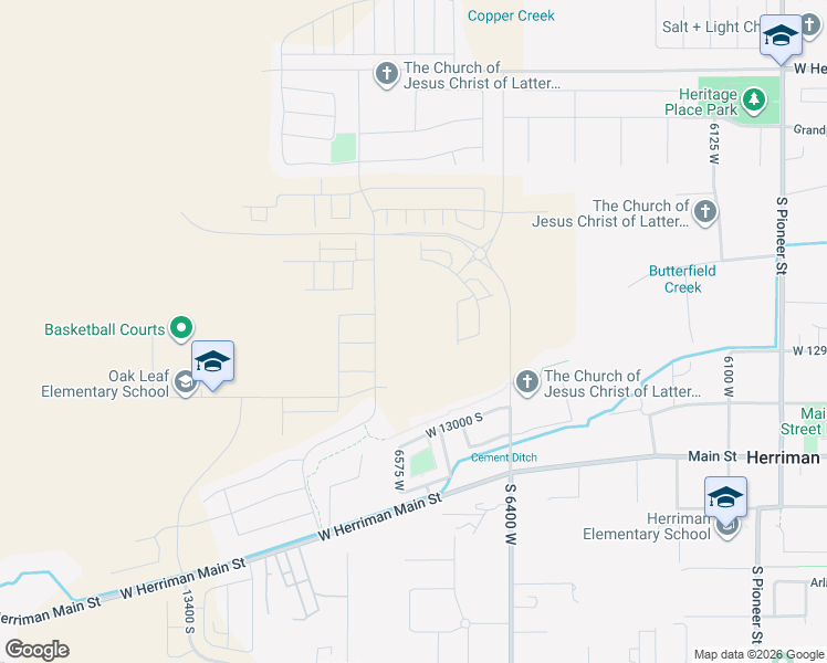 map of restaurants, bars, coffee shops, grocery stores, and more near 12854 South Gobblers Knob Lane in Herriman