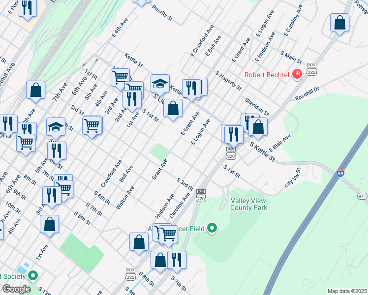 map of restaurants, bars, coffee shops, grocery stores, and more near in Altoona
