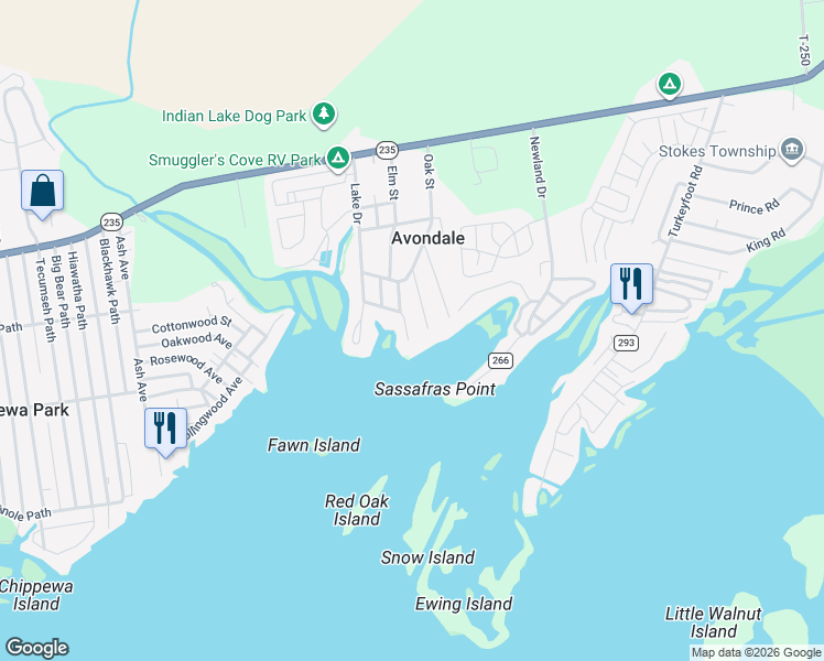 map of restaurants, bars, coffee shops, grocery stores, and more near 11194 Elm Street in Lakeview
