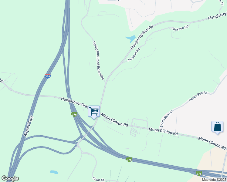 map of restaurants, bars, coffee shops, grocery stores, and more near 601 Flaugherty Run Road in Coraopolis