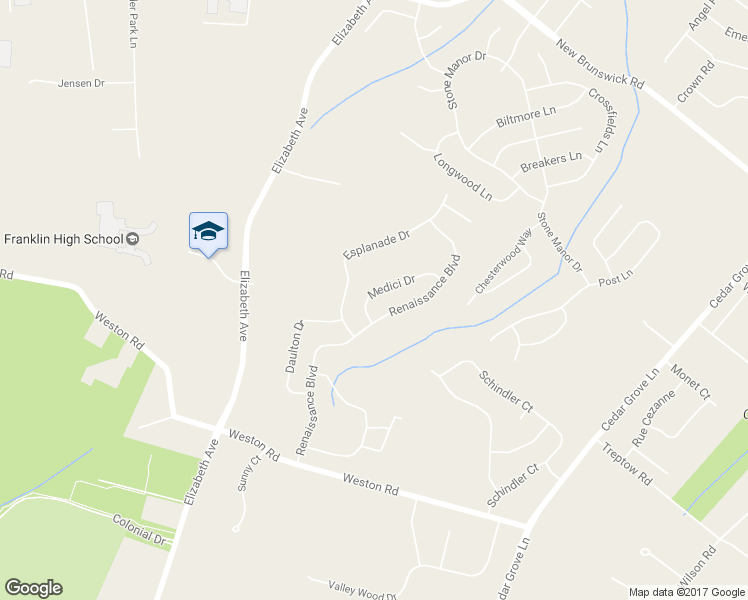 map of restaurants, bars, coffee shops, grocery stores, and more near 8 Medici Drive in Franklin Township