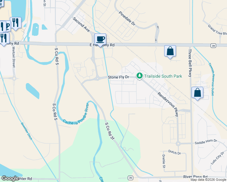 map of restaurants, bars, coffee shops, grocery stores, and more near 5601 Jedidiah Drive in Windsor