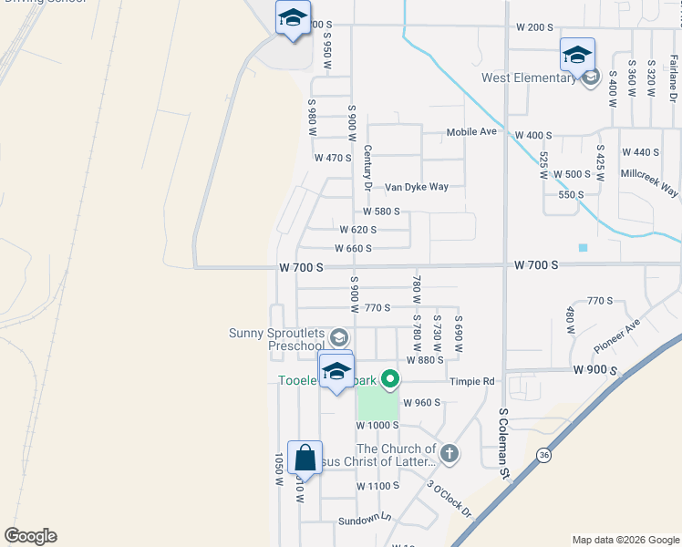 map of restaurants, bars, coffee shops, grocery stores, and more near 893 West 700 South in Tooele