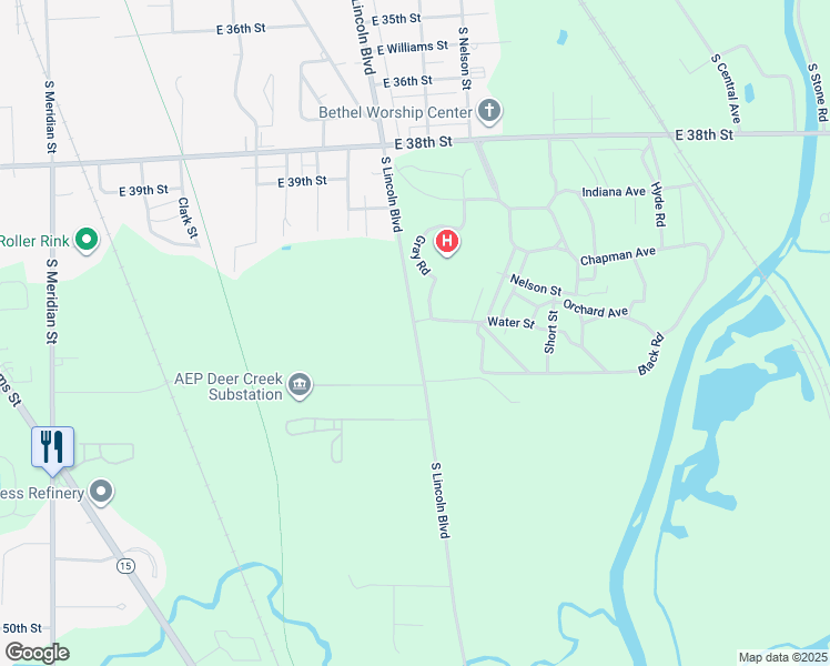 map of restaurants, bars, coffee shops, grocery stores, and more near 4343 South Lincoln Boulevard in Marion