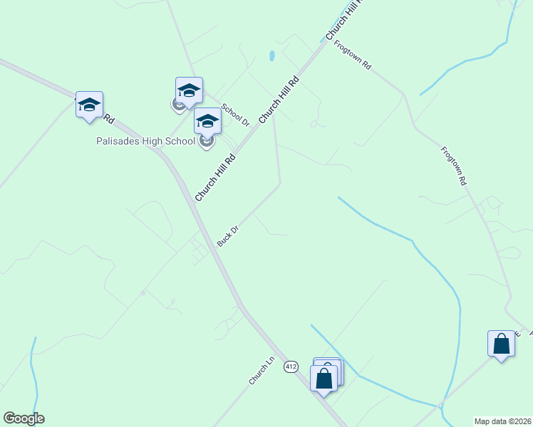map of restaurants, bars, coffee shops, grocery stores, and more near 46 Buck Drive in Kintnersville