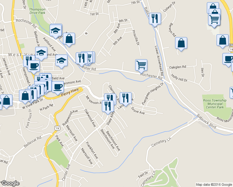 map of restaurants, bars, coffee shops, grocery stores, and more near 235 Clairmont Avenue in Pittsburgh