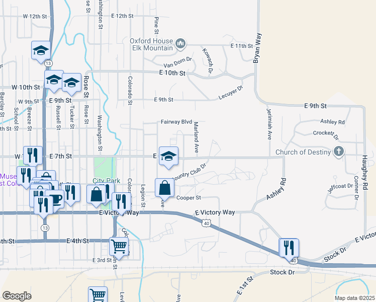 map of restaurants, bars, coffee shops, grocery stores, and more near 733 Prairie Avenue in Craig