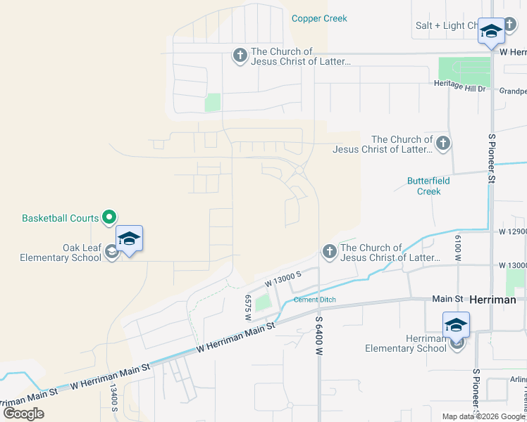 map of restaurants, bars, coffee shops, grocery stores, and more near 12827 South Gobblers Knob Lane in Herriman