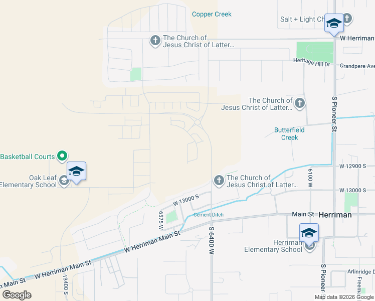 map of restaurants, bars, coffee shops, grocery stores, and more near Crystal Peak Lane in Herriman