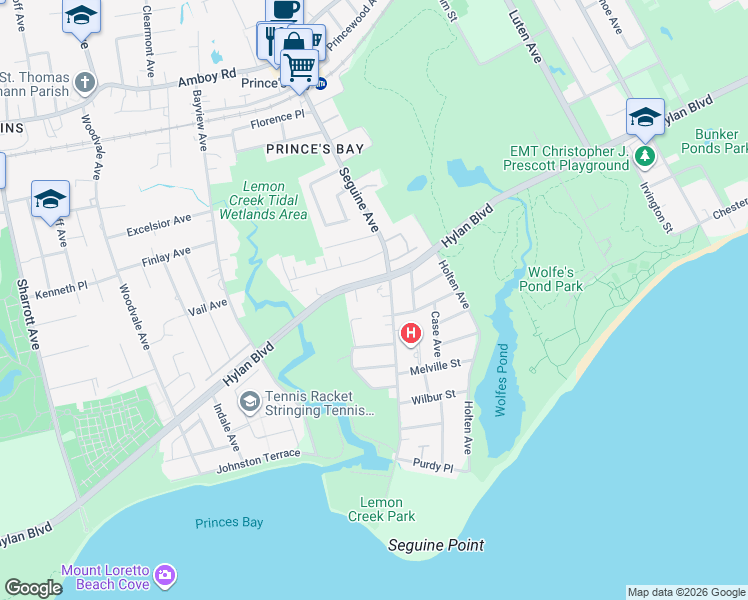 map of restaurants, bars, coffee shops, grocery stores, and more near 105 Keating Street in Staten Island