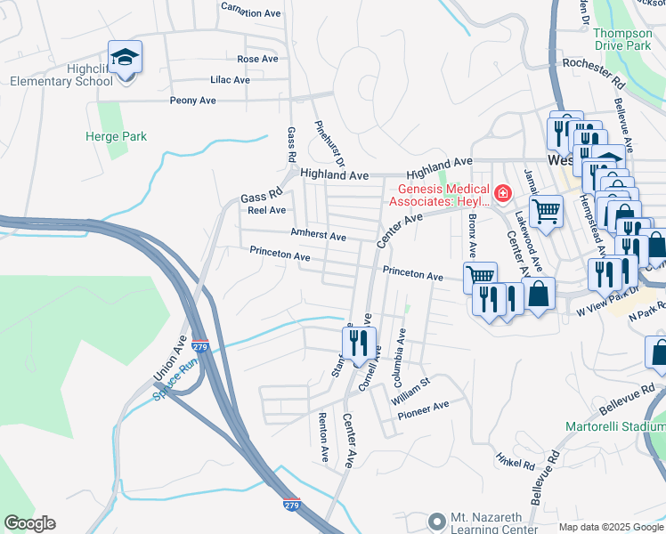 map of restaurants, bars, coffee shops, grocery stores, and more near 20 Dartmouth Avenue in Pittsburgh