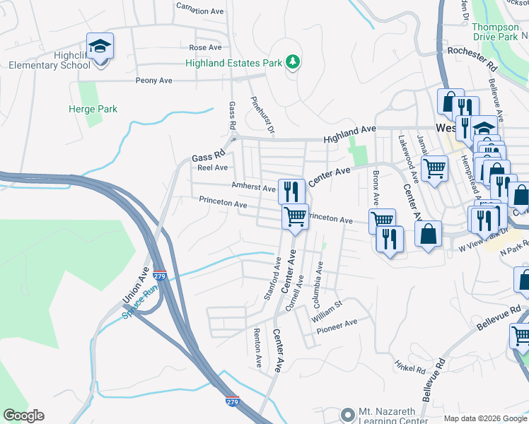 map of restaurants, bars, coffee shops, grocery stores, and more near 20 Dartmouth Avenue in Pittsburgh