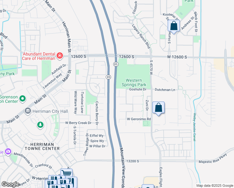 map of restaurants, bars, coffee shops, grocery stores, and more near 4771 Western Hills Drive in Riverton
