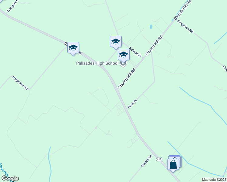 map of restaurants, bars, coffee shops, grocery stores, and more near 4616 Durham Road in Kintnersville