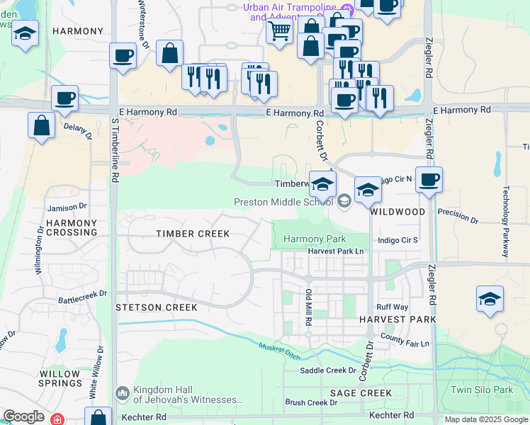 map of restaurants, bars, coffee shops, grocery stores, and more near 4912 Sawhill Drive in Fort Collins