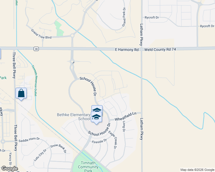 map of restaurants, bars, coffee shops, grocery stores, and more near 4912 Autumn Leaf Drive in Timnath