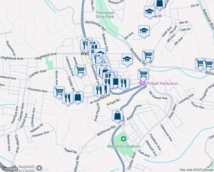 map of restaurants, bars, coffee shops, grocery stores, and more near in West View
