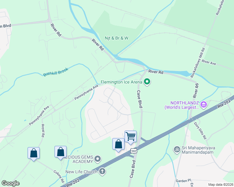 map of restaurants, bars, coffee shops, grocery stores, and more near 10 Barnett Road in Flemington