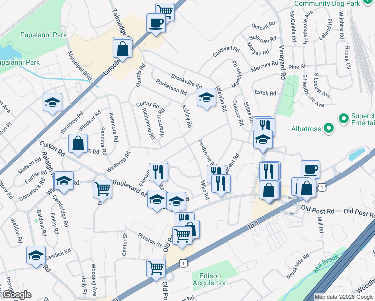 map of restaurants, bars, coffee shops, grocery stores, and more near 2 Dill Court in Edison