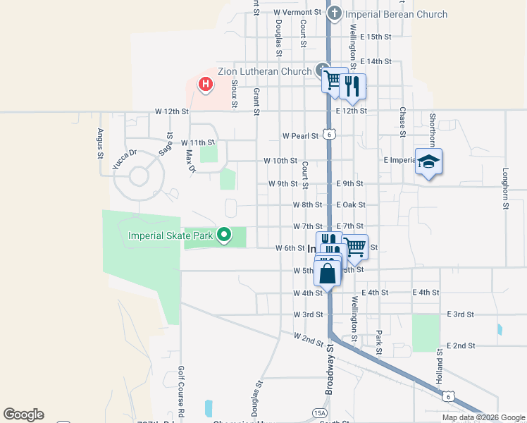 map of restaurants, bars, coffee shops, grocery stores, and more near in Imperial