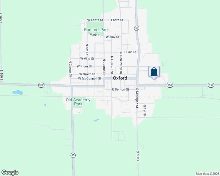 map of restaurants, bars, coffee shops, grocery stores, and more near 305-410 South Howard Street in Oxford