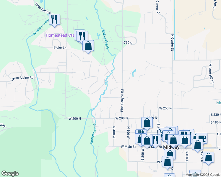 map of restaurants, bars, coffee shops, grocery stores, and more near 404 Cottage Creek Court in Midway